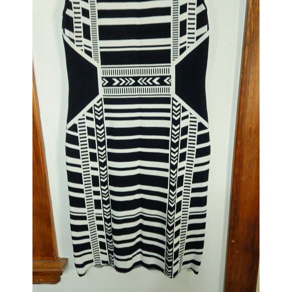 Vince Camuto Sleeveless Midi Bodycon Knit Dress Black/White Allover Print Sz XL - Picture 3 of 7